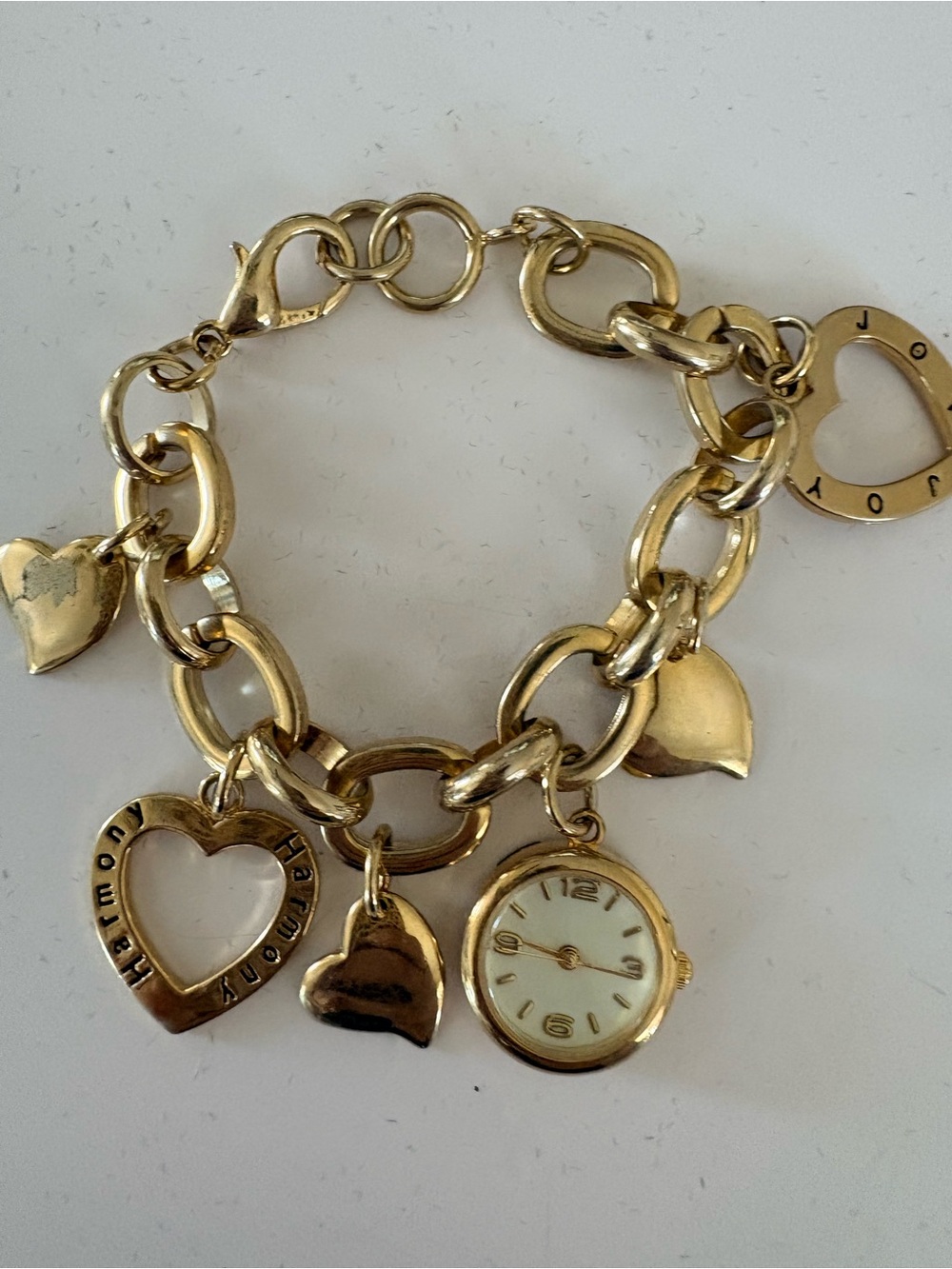 Gold Heart Charm Bracelet Watch - Women Accessories